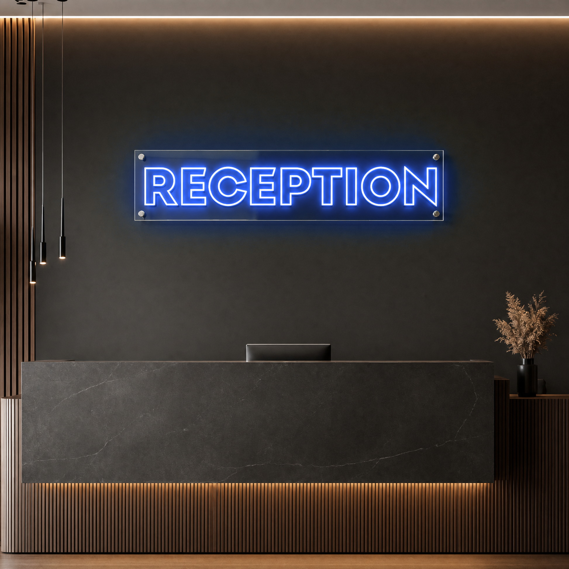 Neon Schild RECEPTION – PowerLED Leuchtreklame mit Dimmer & Fernbedienung