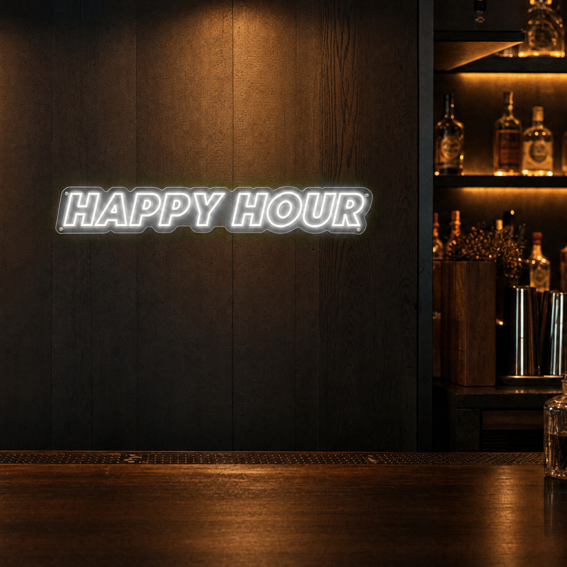 Neon Schild HAPPY HOUR – PowerLED Leuchtreklame mit Dimmer & Fernbedienung