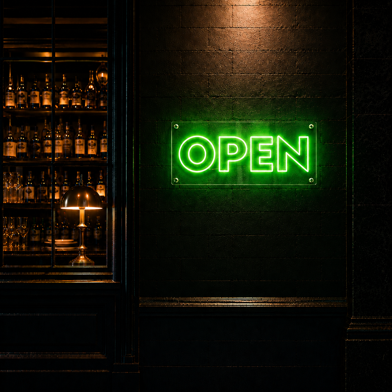 Neon Schild OPEN – PowerLED Leuchtreklame mit Dimmer & Fernbedienung