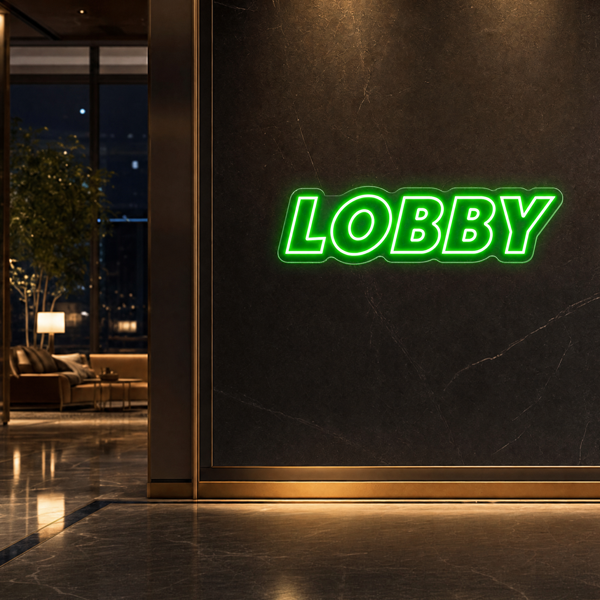 Neon Schild LOBBY – PowerLED Leuchtreklame mit Dimmer & Fernbedienung