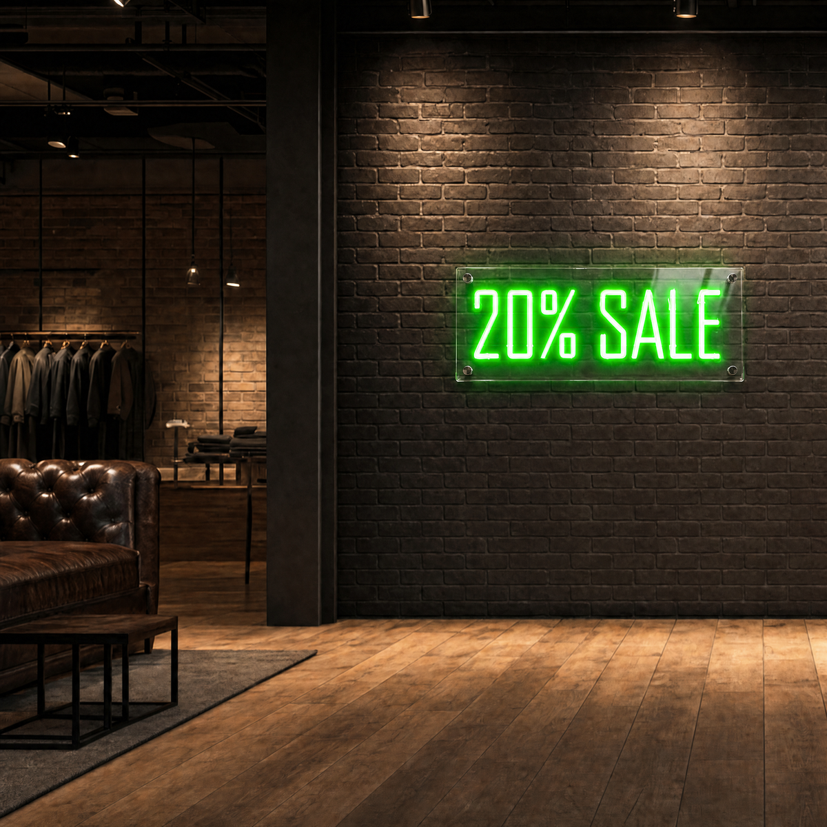 Neon Schild 20% SALE – PowerLED Leuchtreklame mit Dimmer & Fernbedienung