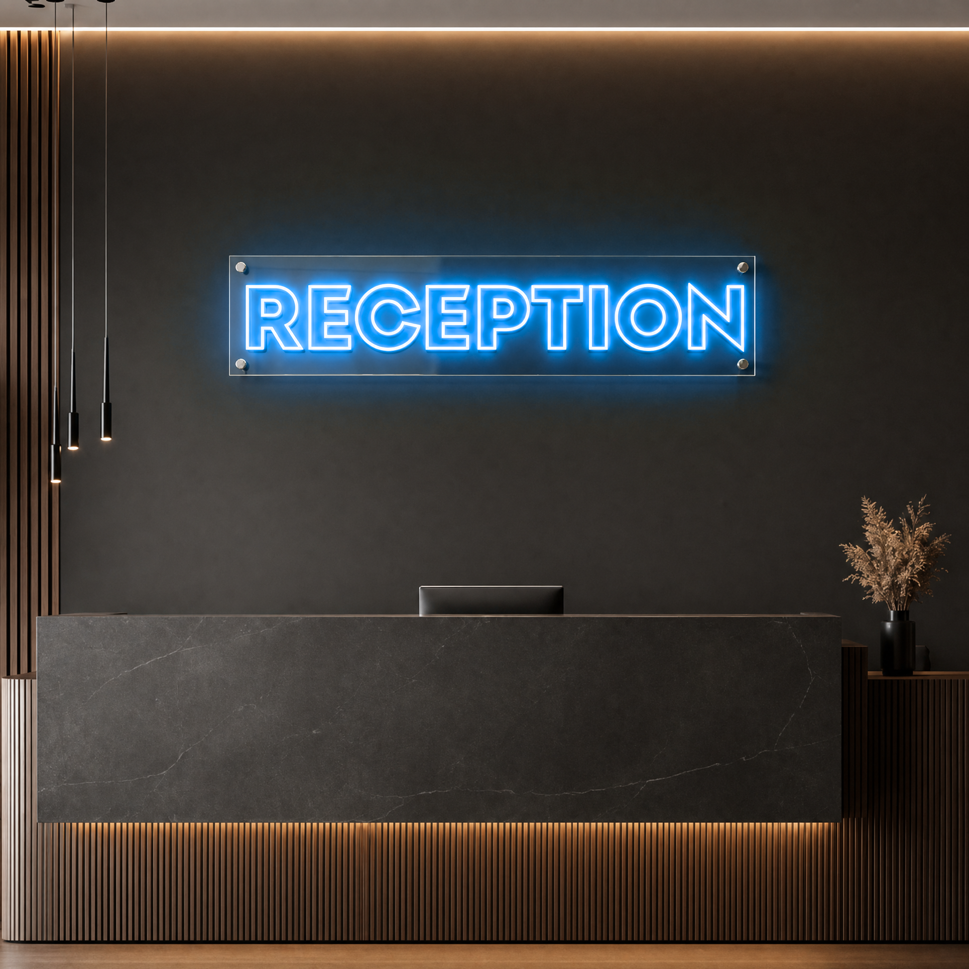 Neon Schild RECEPTION – PowerLED Leuchtreklame mit Dimmer & Fernbedienung