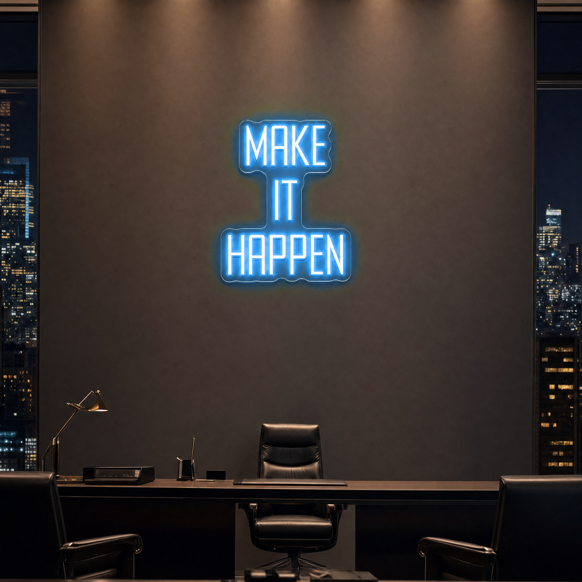 Neon Schild MAKE IT HAPPEN – PowerLED Leuchtreklame mit Dimmer & Fernbedienung