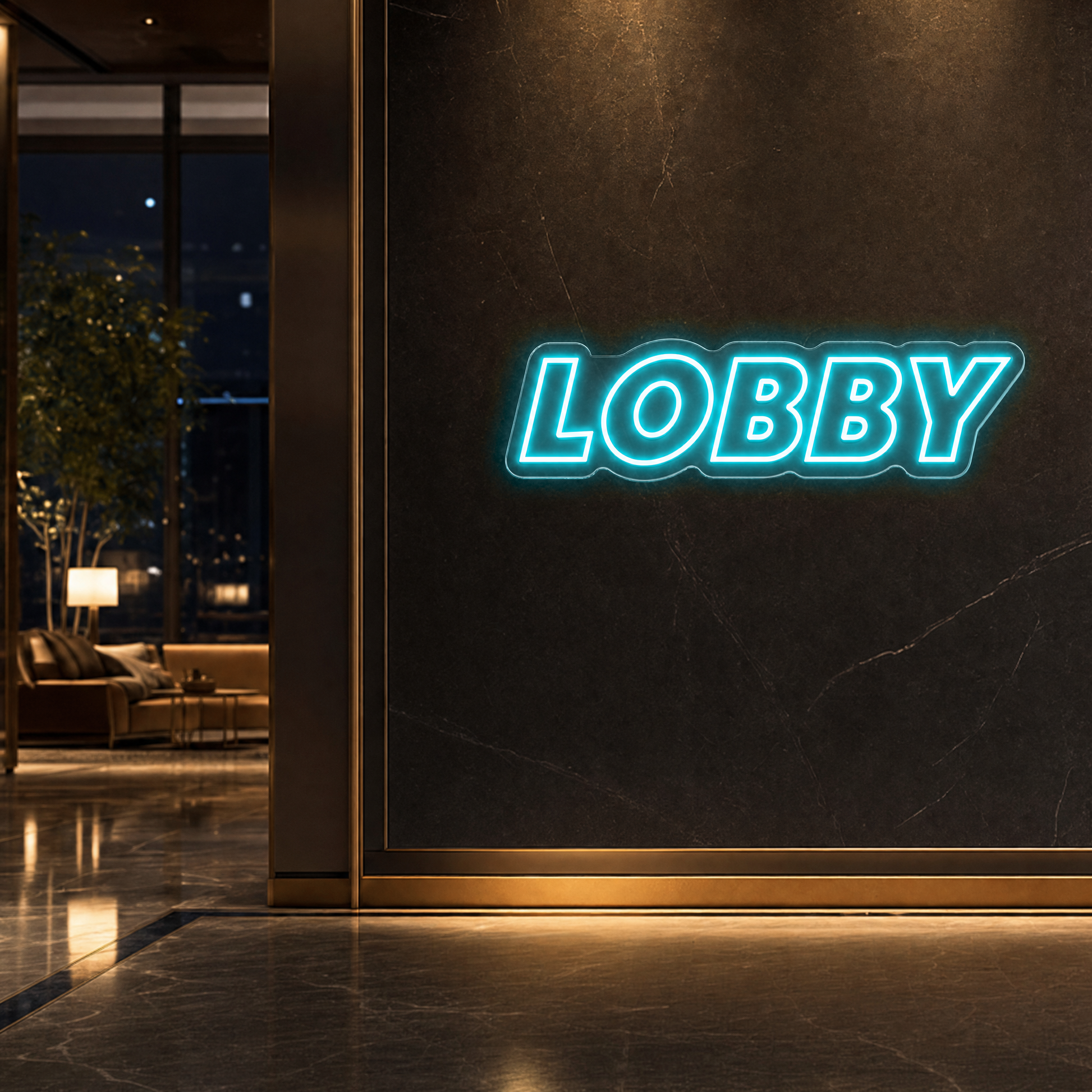 Neon Schild LOBBY – PowerLED Leuchtreklame mit Dimmer & Fernbedienung