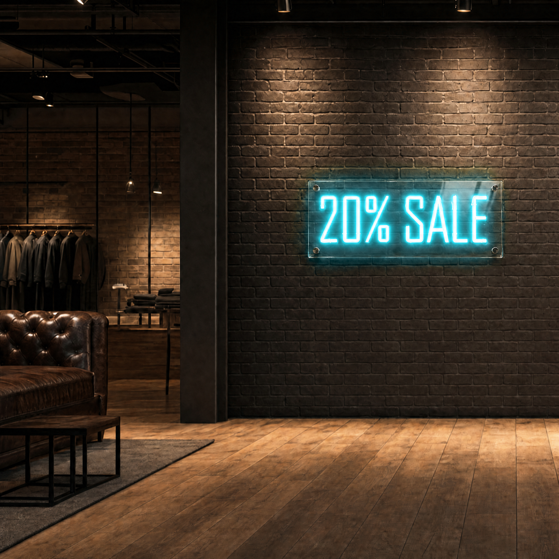 Neon Schild 20% SALE – PowerLED Leuchtreklame mit Dimmer & Fernbedienung