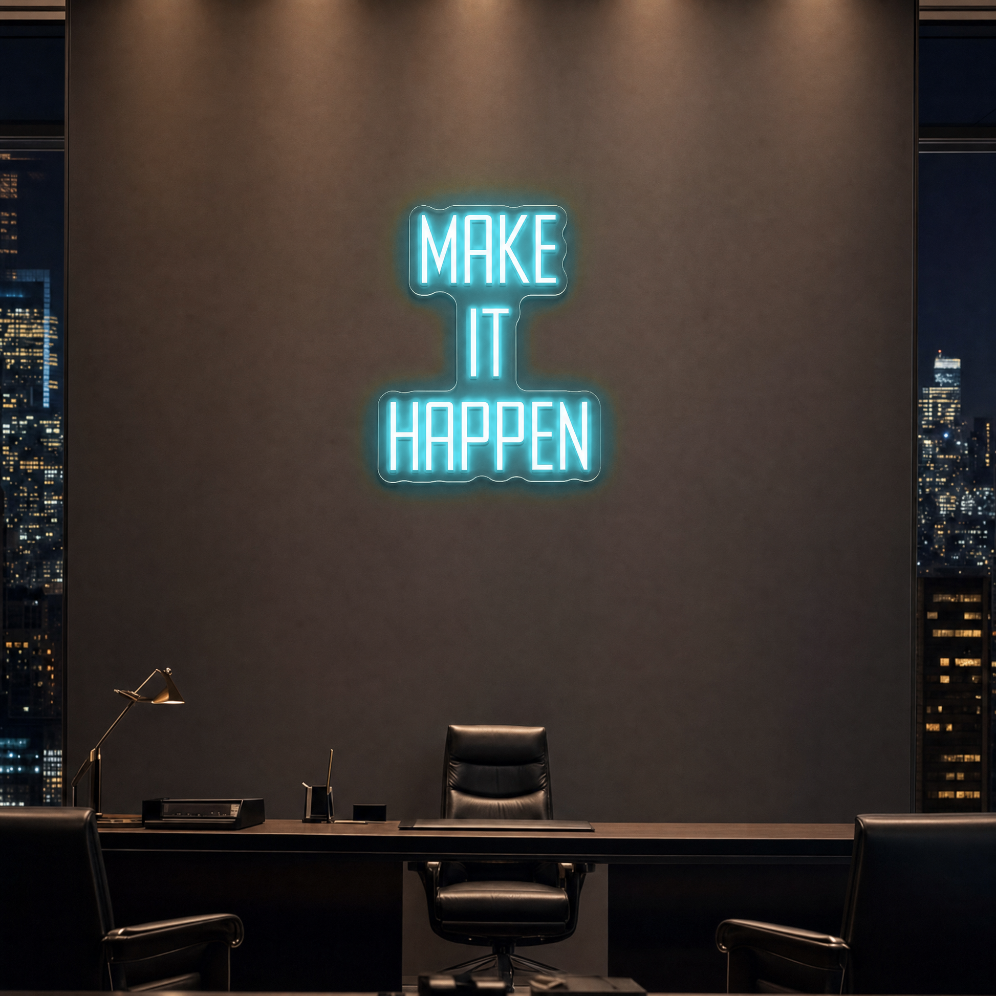Neon Schild MAKE IT HAPPEN – PowerLED Leuchtreklame mit Dimmer & Fernbedienung