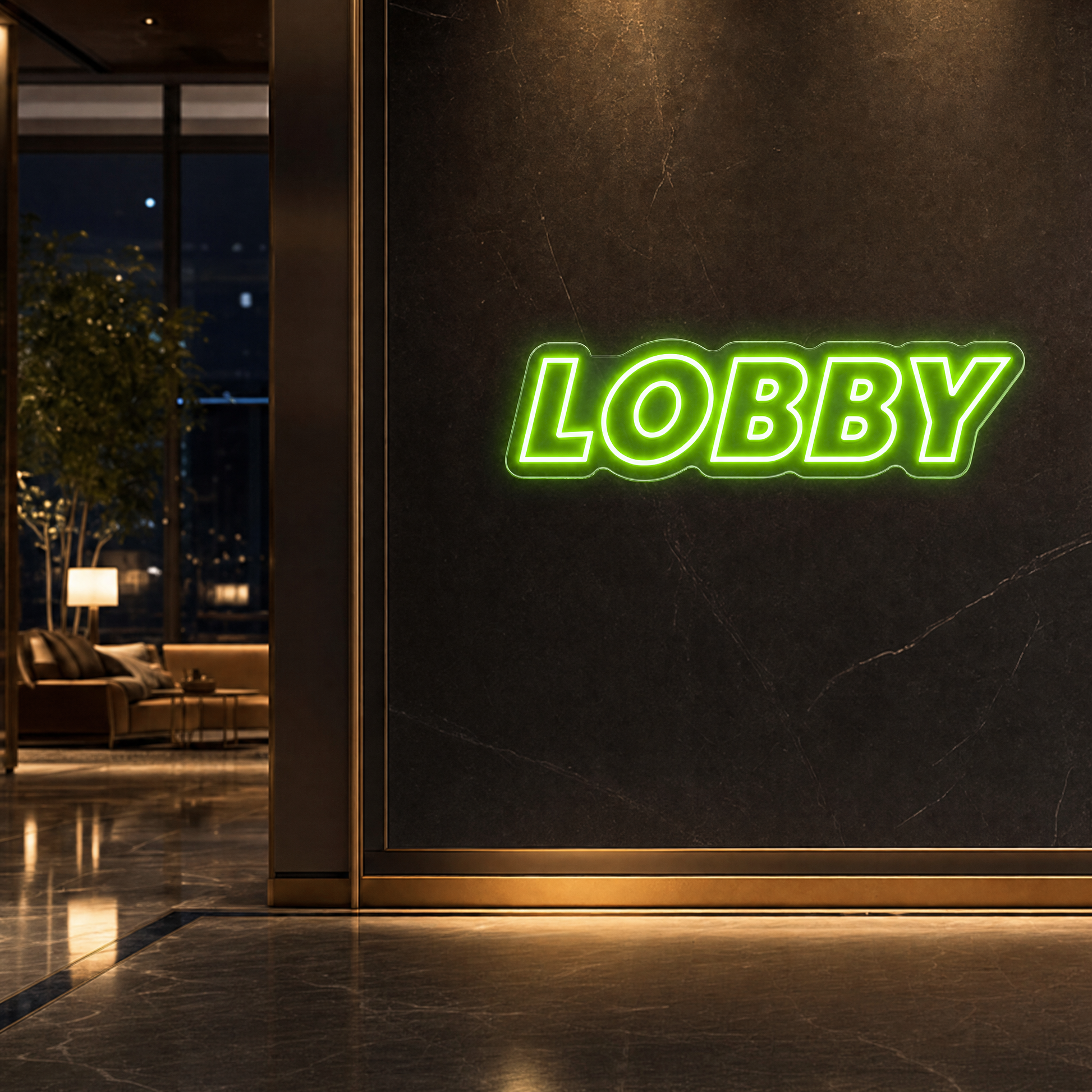 Neon Schild LOBBY – PowerLED Leuchtreklame mit Dimmer & Fernbedienung