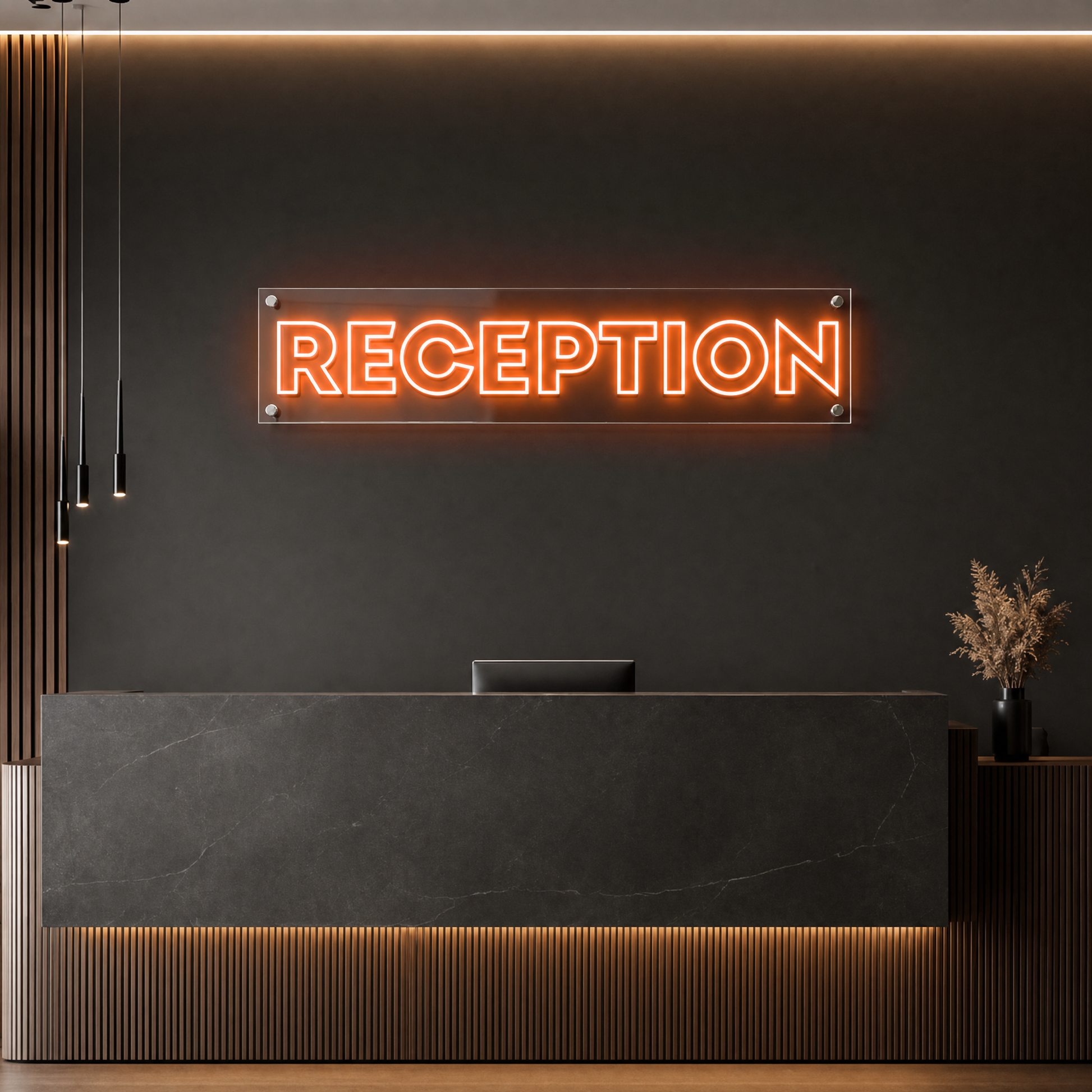 Neon Schild RECEPTION – PowerLED Leuchtreklame mit Dimmer & Fernbedienung