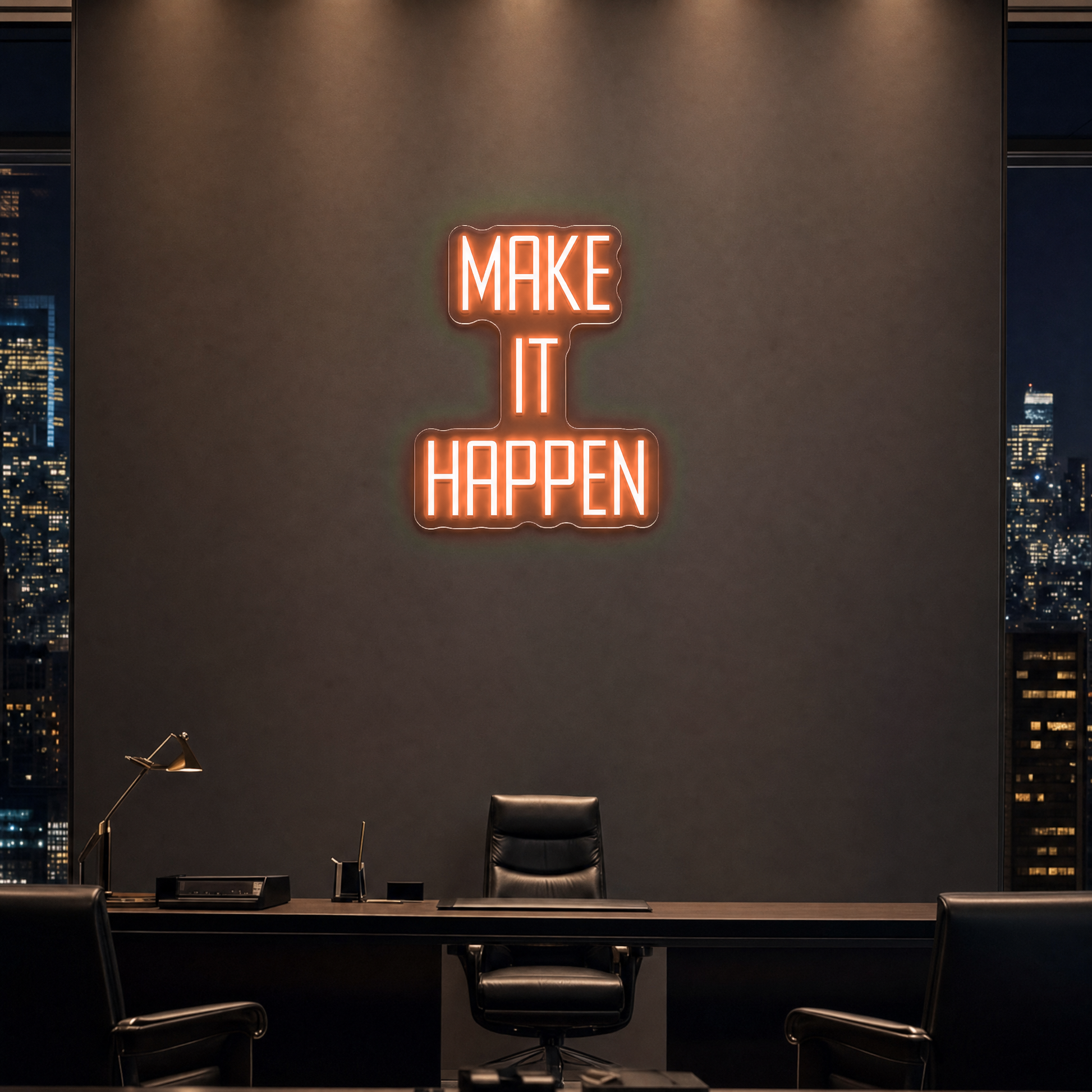 Neon Schild MAKE IT HAPPEN – PowerLED Leuchtreklame mit Dimmer & Fernbedienung