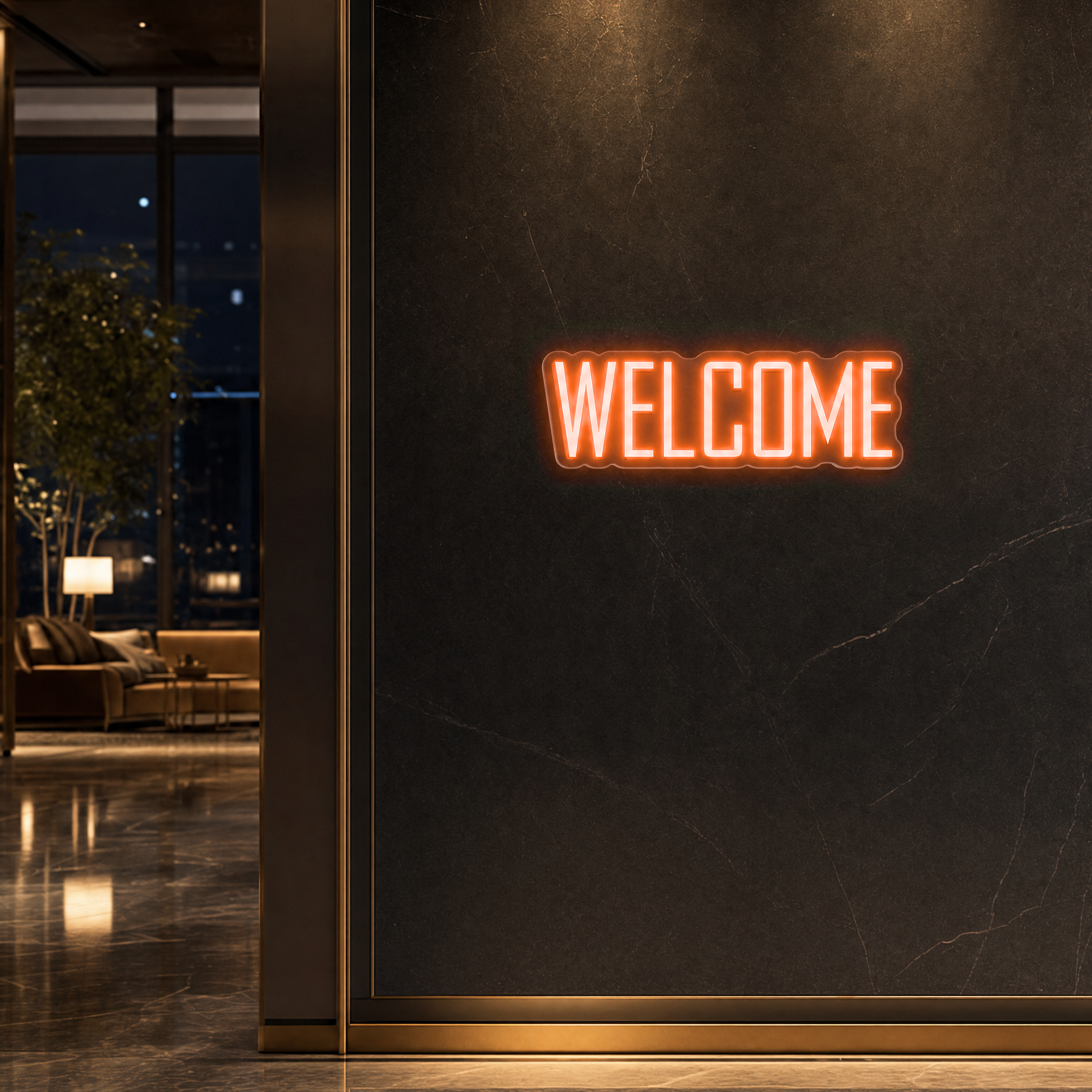 Neon Schild WELCOME – PowerLED Leuchtreklame mit Dimmer & Fernbedienung
