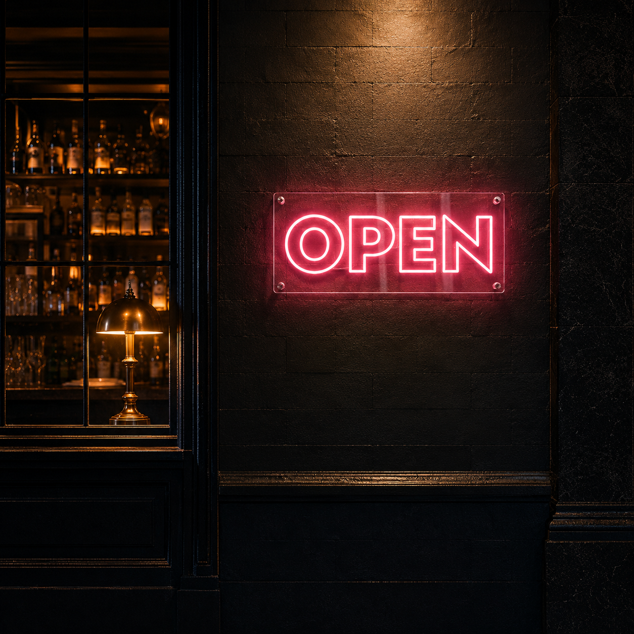 Neon Schild OPEN – PowerLED Leuchtreklame mit Dimmer & Fernbedienung
