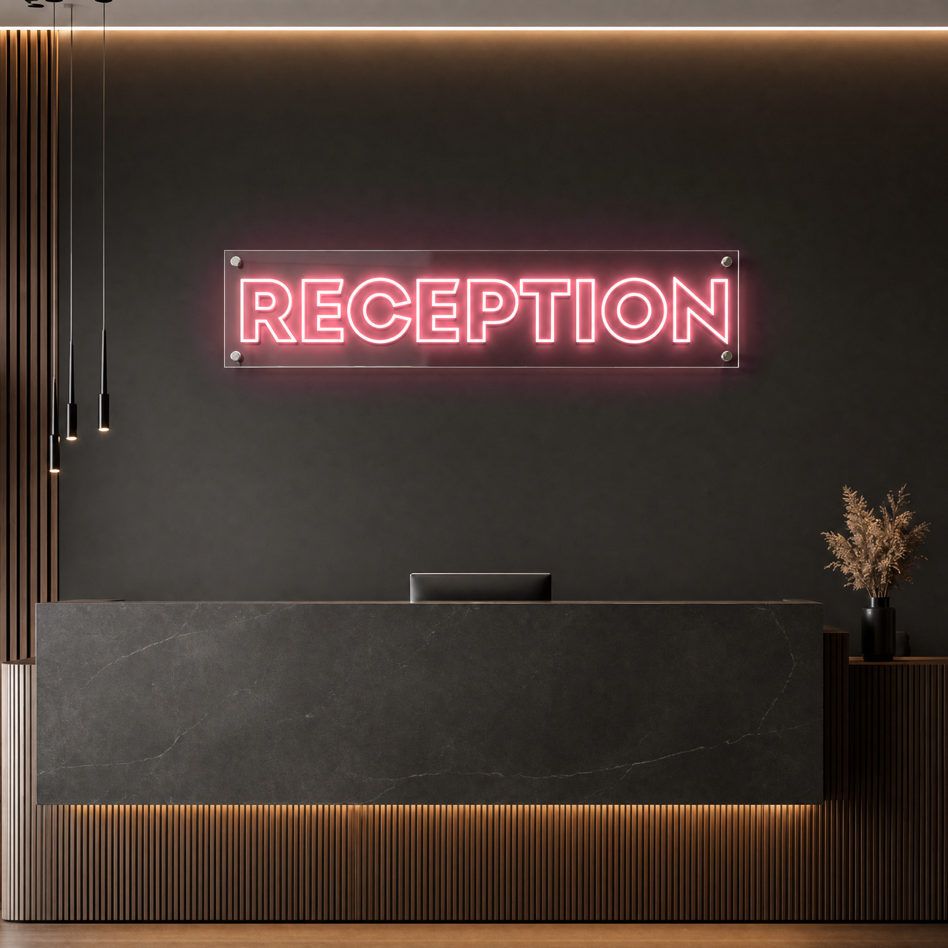 Neon Schild RECEPTION – PowerLED Leuchtreklame mit Dimmer & Fernbedienung