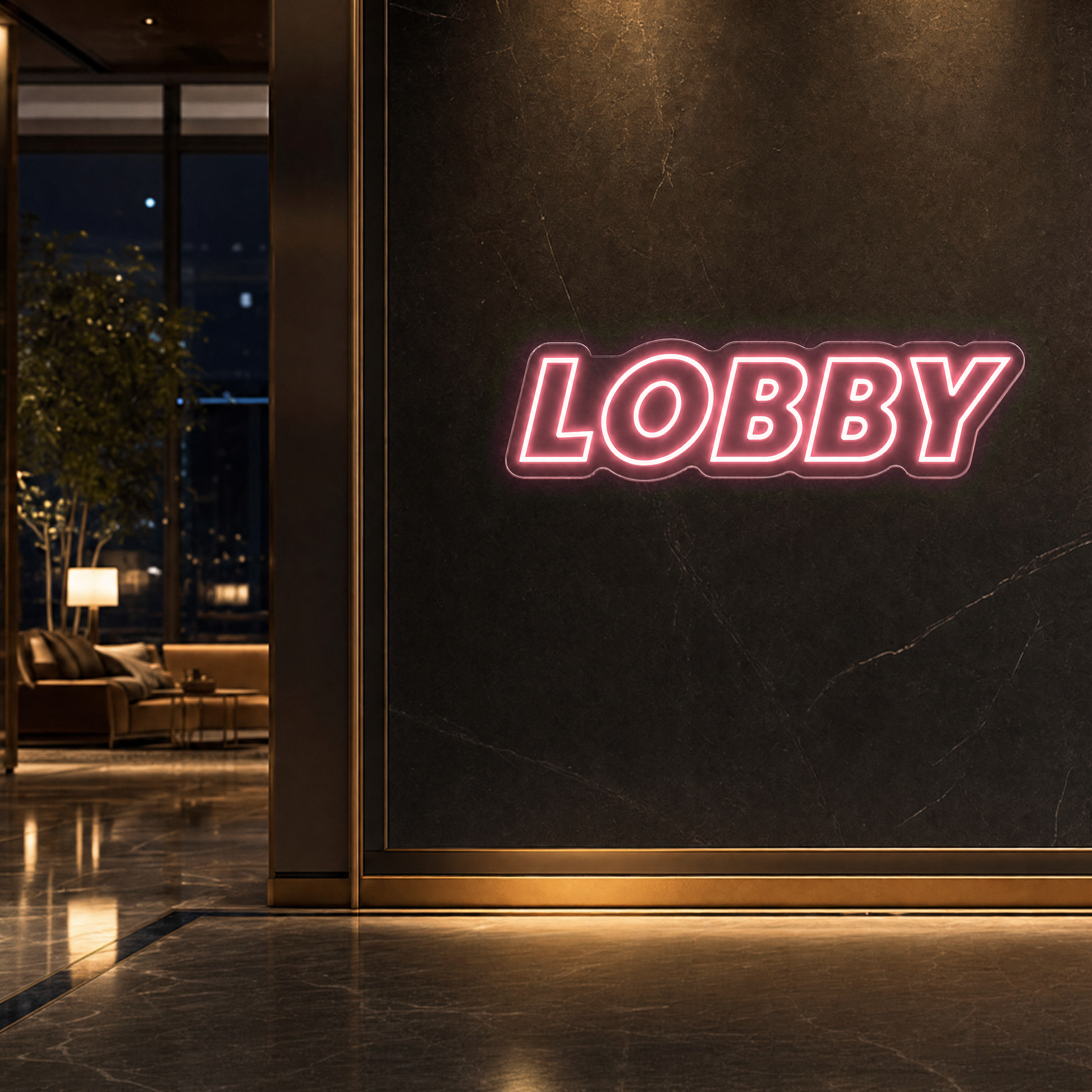 Neon Schild LOBBY – PowerLED Leuchtreklame mit Dimmer & Fernbedienung