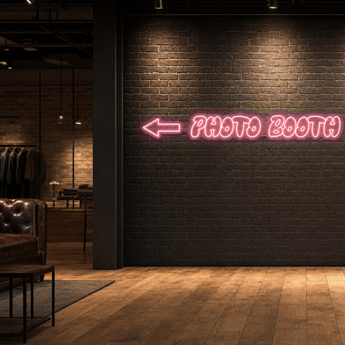 Neon Schild PHOTO BOOTH – PowerLED Leuchtreklame mit Dimmer & Fernbedienung