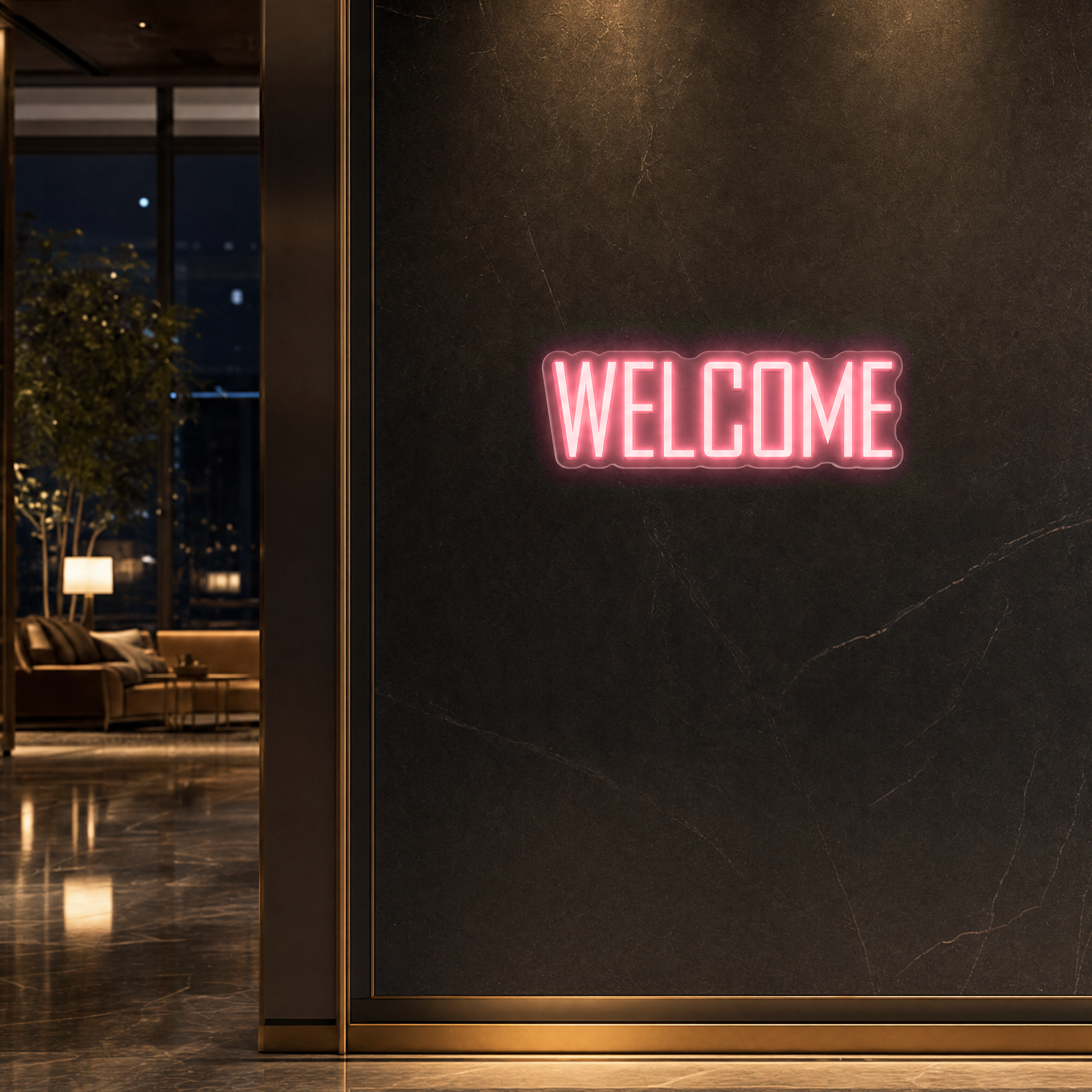 Neon Schild WELCOME – PowerLED Leuchtreklame mit Dimmer & Fernbedienung