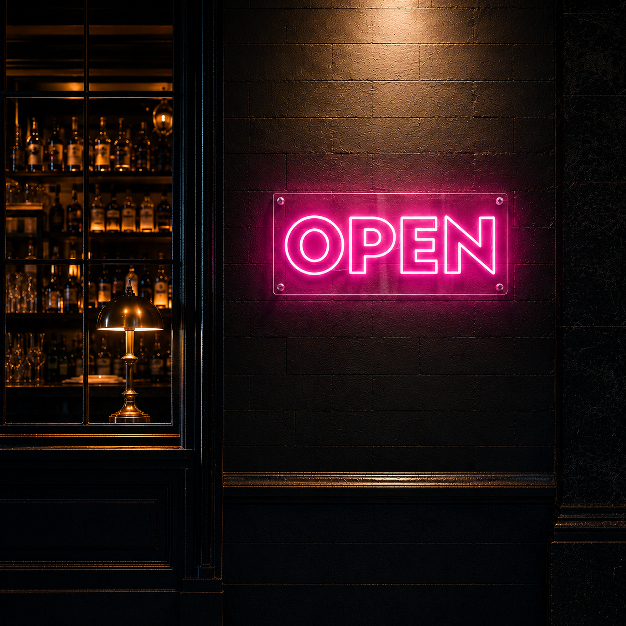 Neon Schild OPEN – PowerLED Leuchtreklame mit Dimmer & Fernbedienung