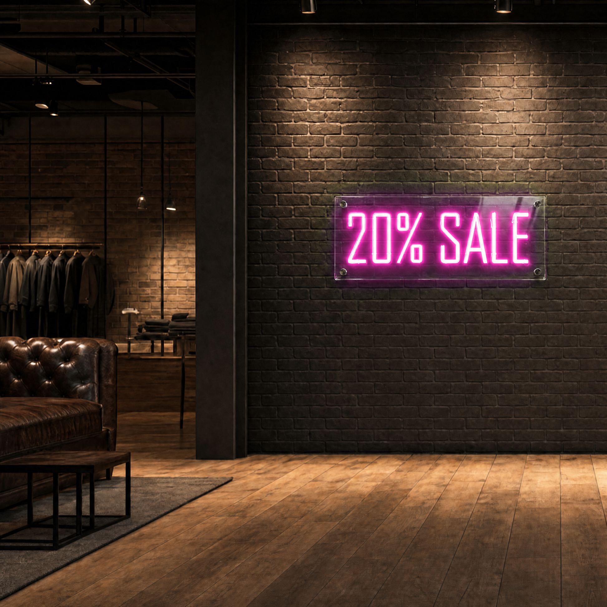 Neon Schild 20% SALE – PowerLED Leuchtreklame mit Dimmer & Fernbedienung