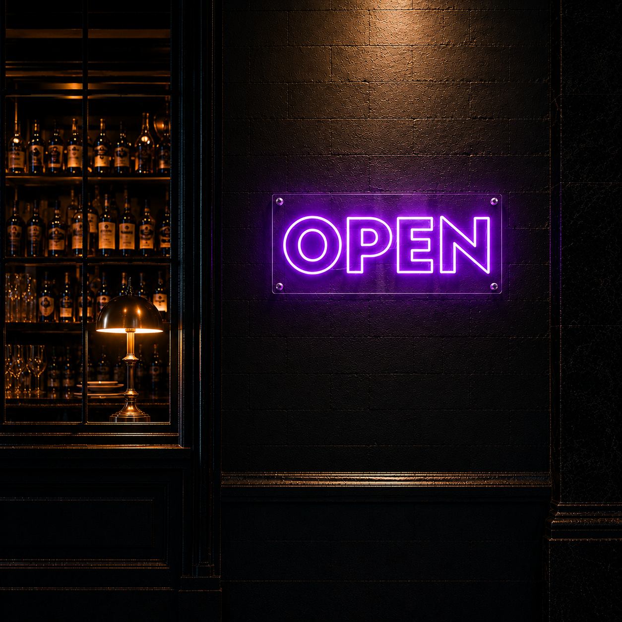 Neon Schild OPEN – PowerLED Leuchtreklame mit Dimmer & Fernbedienung