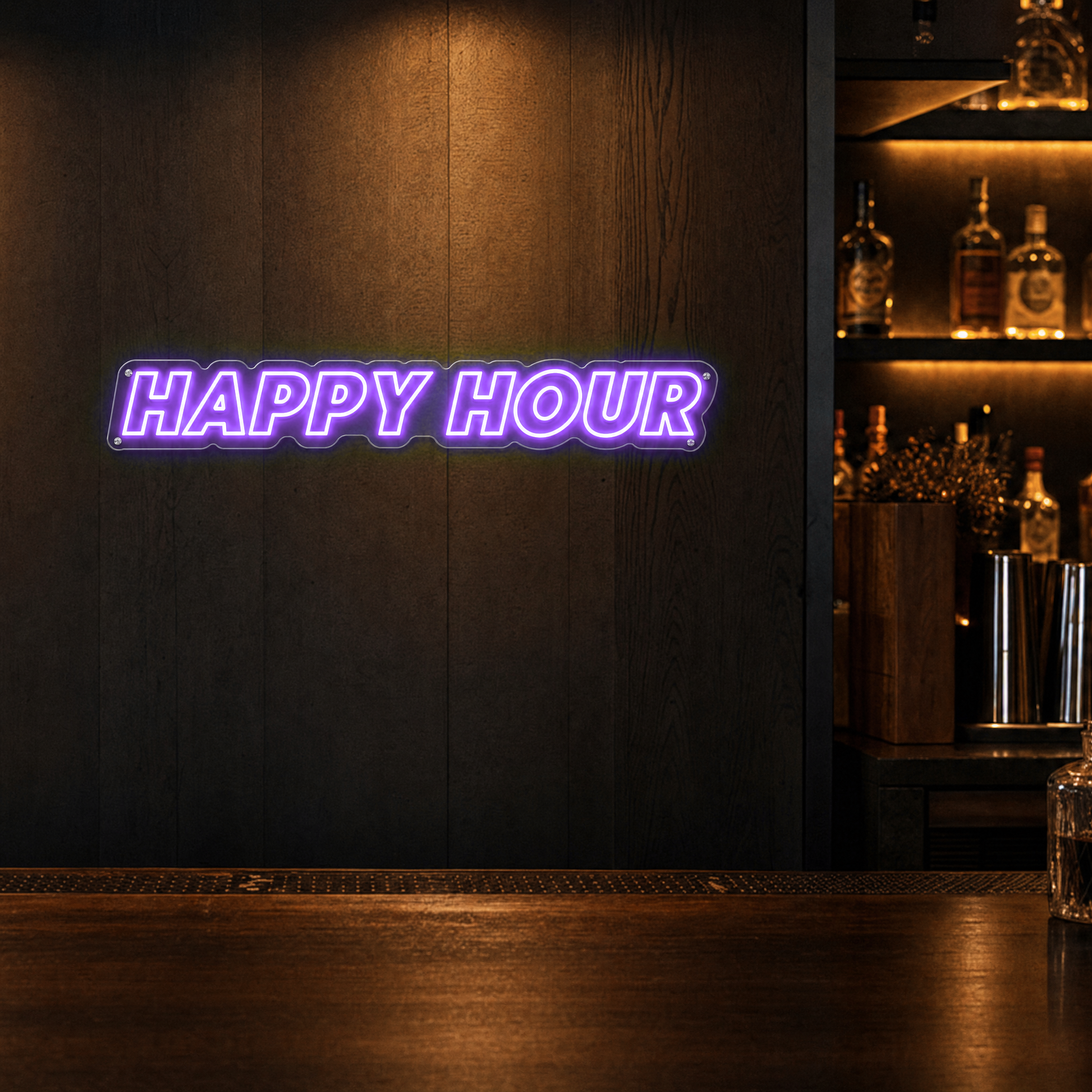 Neon Schild HAPPY HOUR – PowerLED Leuchtreklame mit Dimmer & Fernbedienung