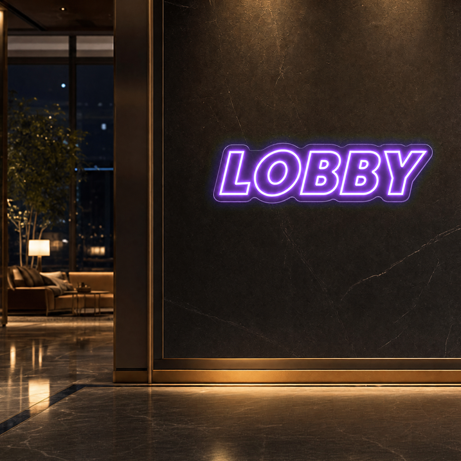 Neon Schild LOBBY – PowerLED Leuchtreklame mit Dimmer & Fernbedienung