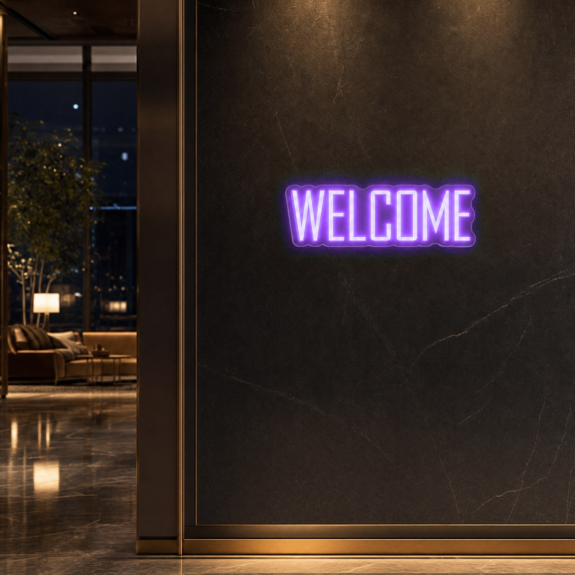 Neon Schild WELCOME – PowerLED Leuchtreklame mit Dimmer & Fernbedienung
