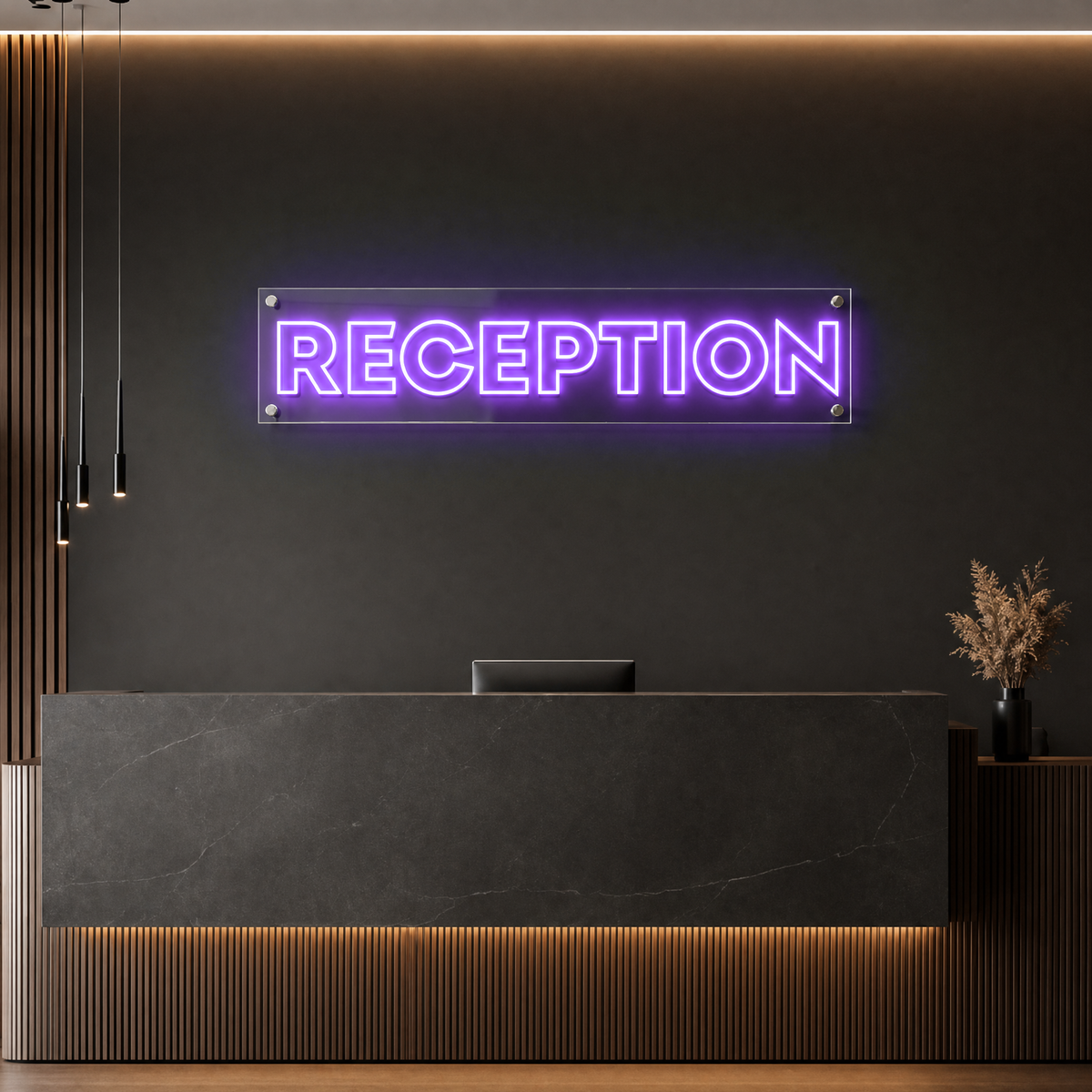 Neon Schild RECEPTION – PowerLED Leuchtreklame mit Dimmer & Fernbedienung
