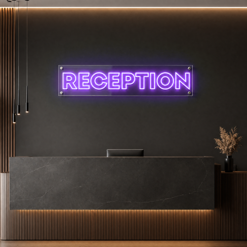 Neon Schild RECEPTION – PowerLED Leuchtreklame mit Dimmer & Fernbedienung