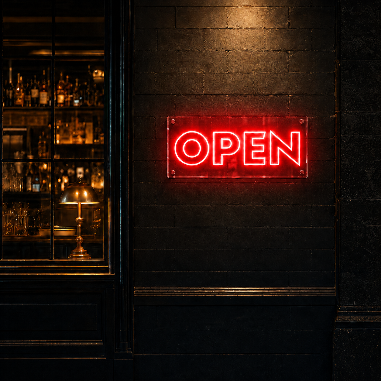 Neon Schild OPEN – PowerLED Leuchtreklame mit Dimmer & Fernbedienung