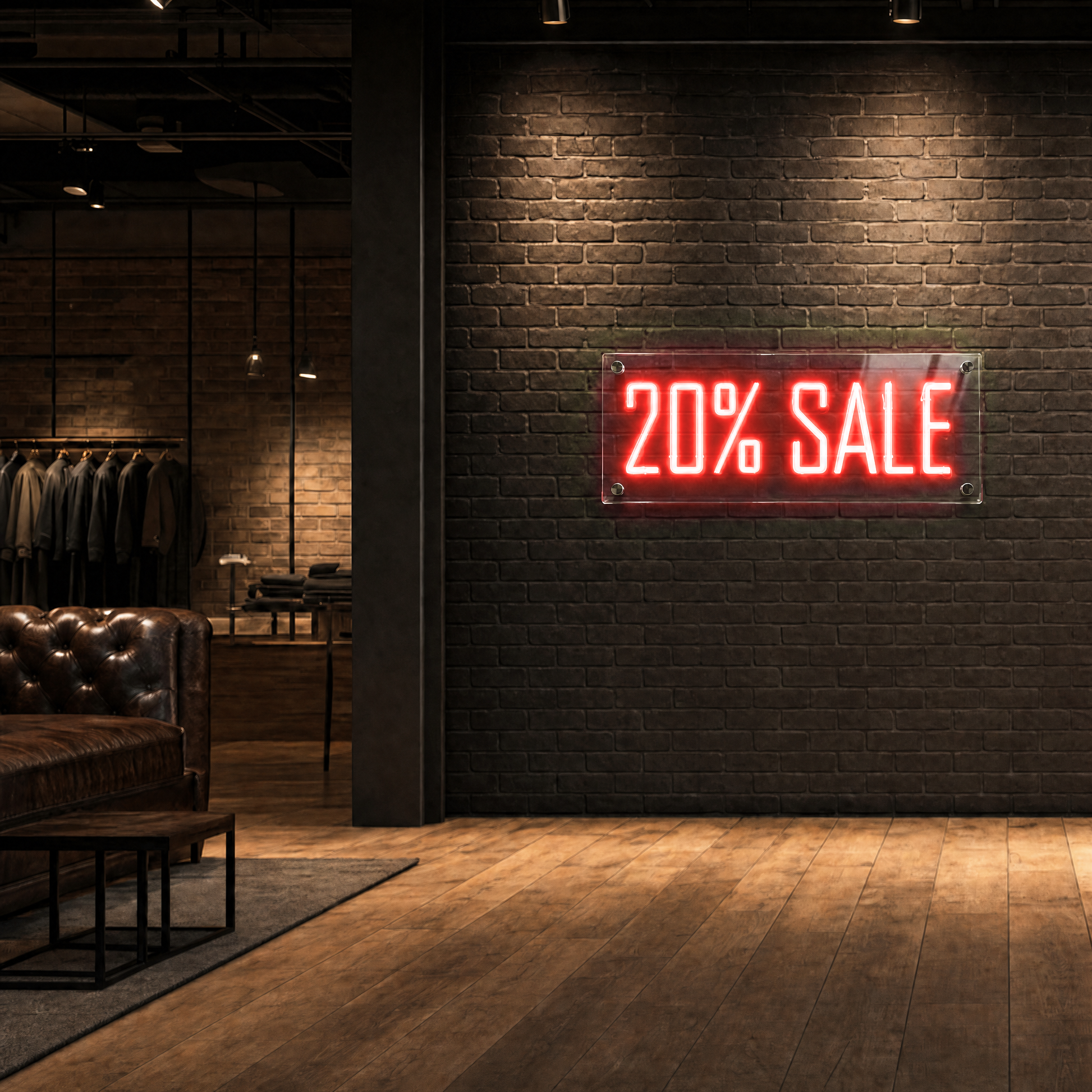 Neon Schild 20% SALE – PowerLED Leuchtreklame mit Dimmer & Fernbedienung