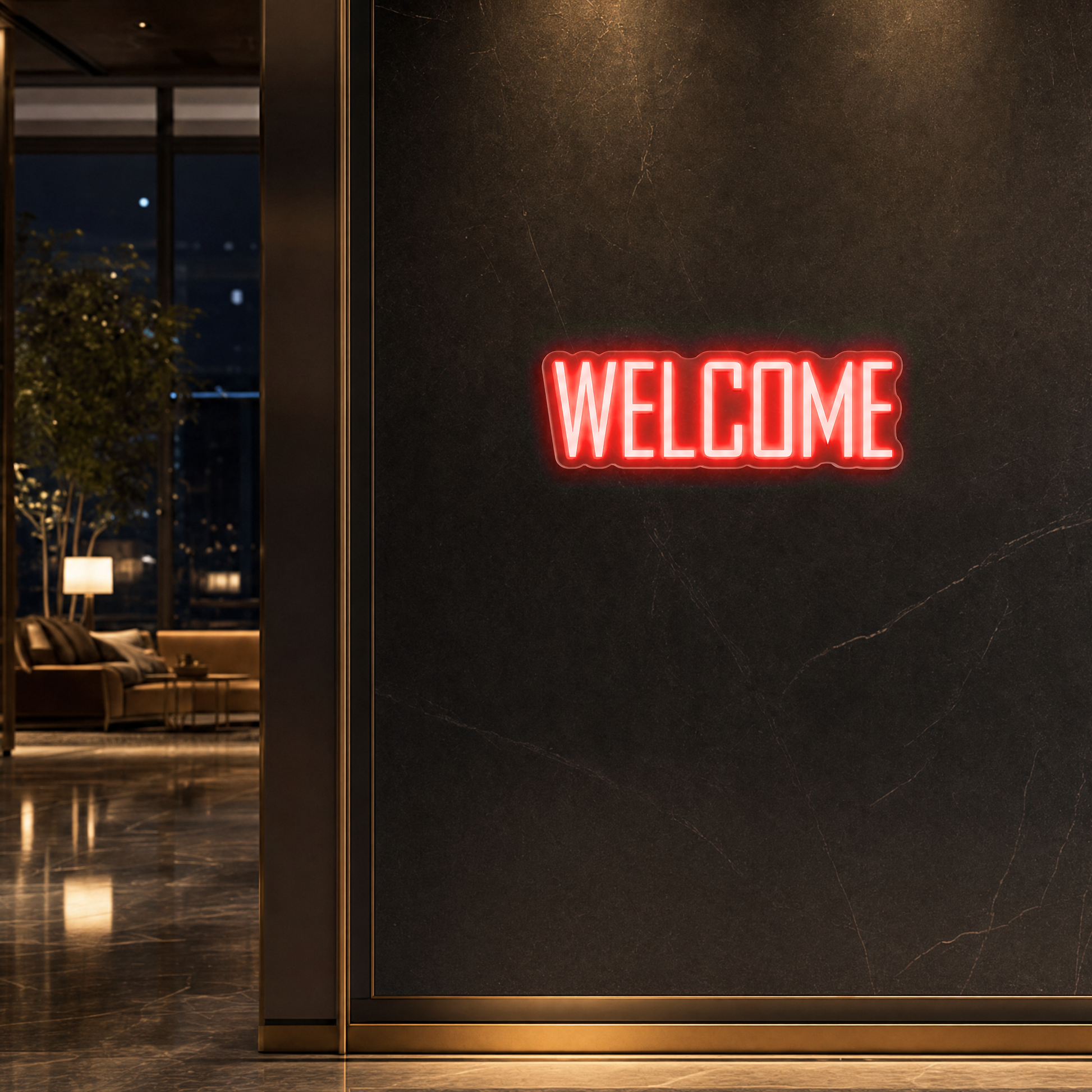 Neon Schild WELCOME – PowerLED Leuchtreklame mit Dimmer & Fernbedienung