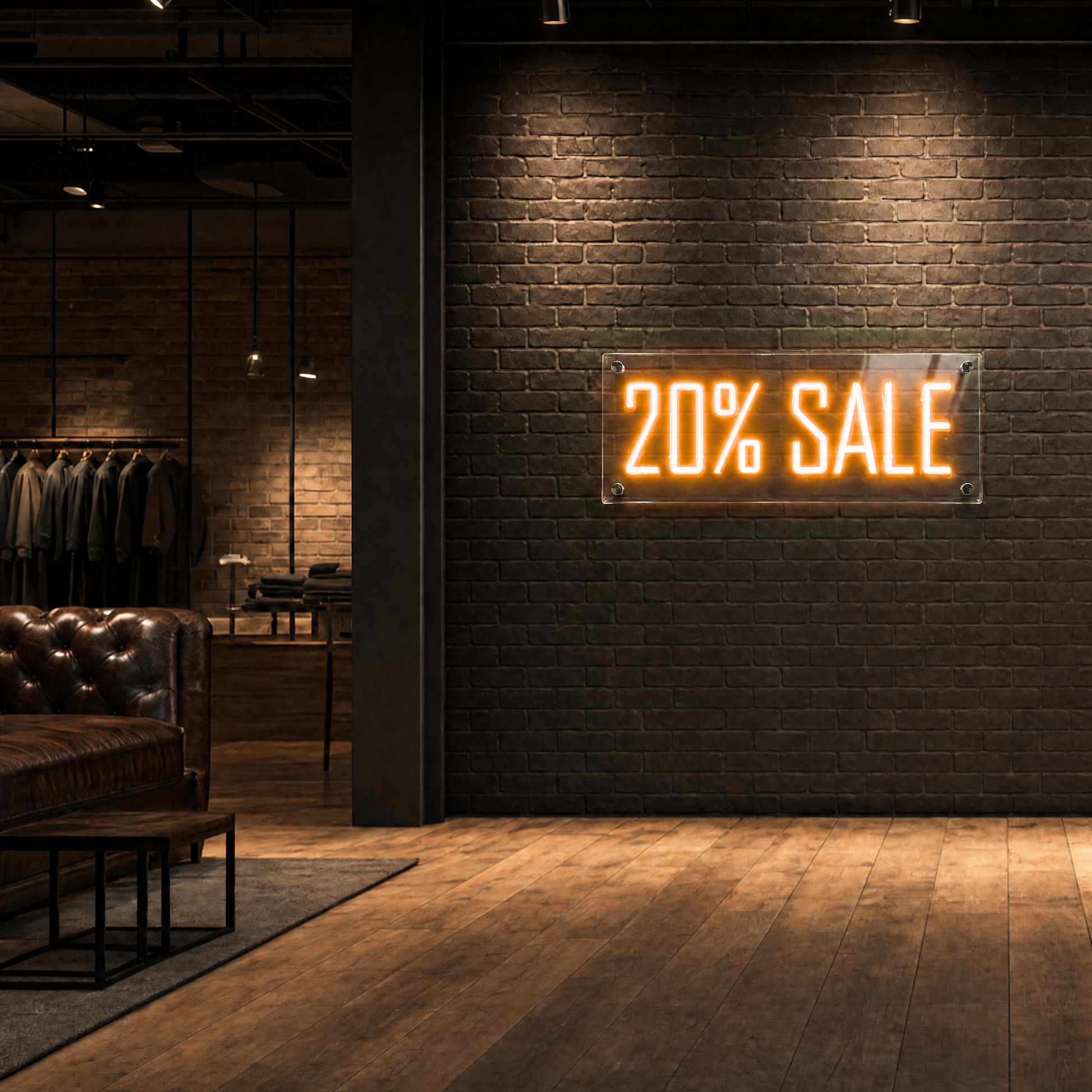 Neon Schild 20% SALE – PowerLED Leuchtreklame mit Dimmer & Fernbedienung