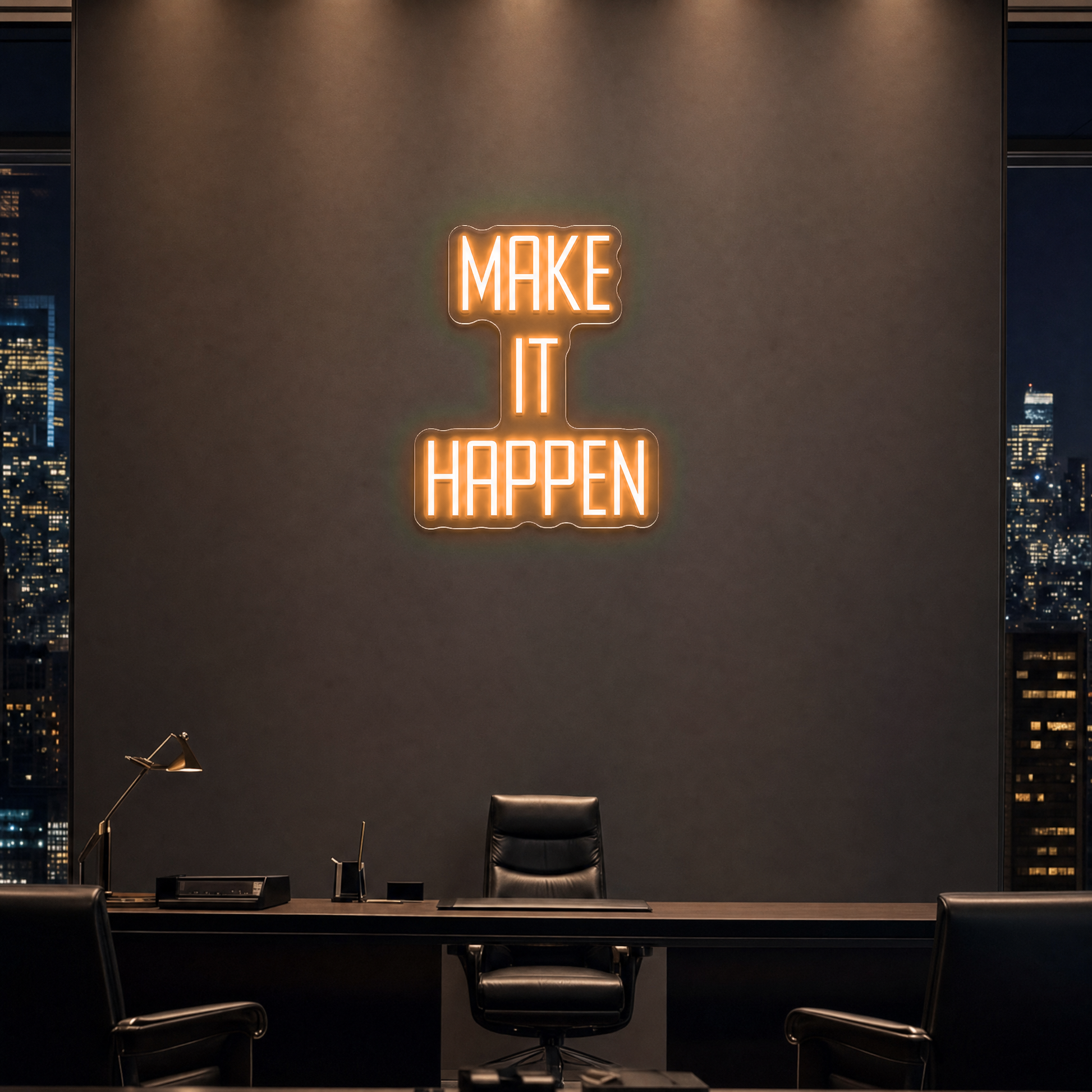 Neon Schild MAKE IT HAPPEN – PowerLED Leuchtreklame mit Dimmer & Fernbedienung