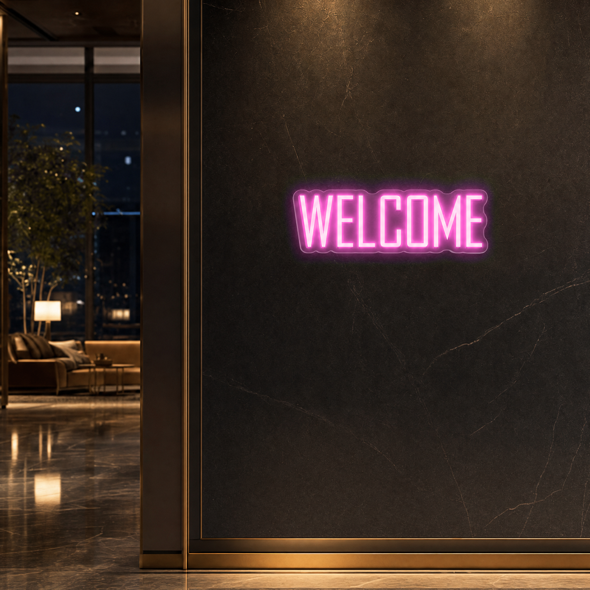 Neon Schild WELCOME – PowerLED Leuchtreklame mit Dimmer & Fernbedienung