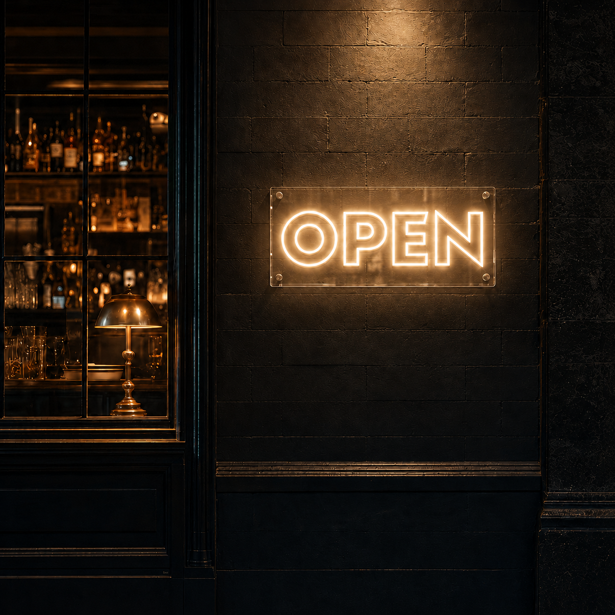 Neon Schild OPEN – PowerLED Leuchtreklame mit Dimmer & Fernbedienung