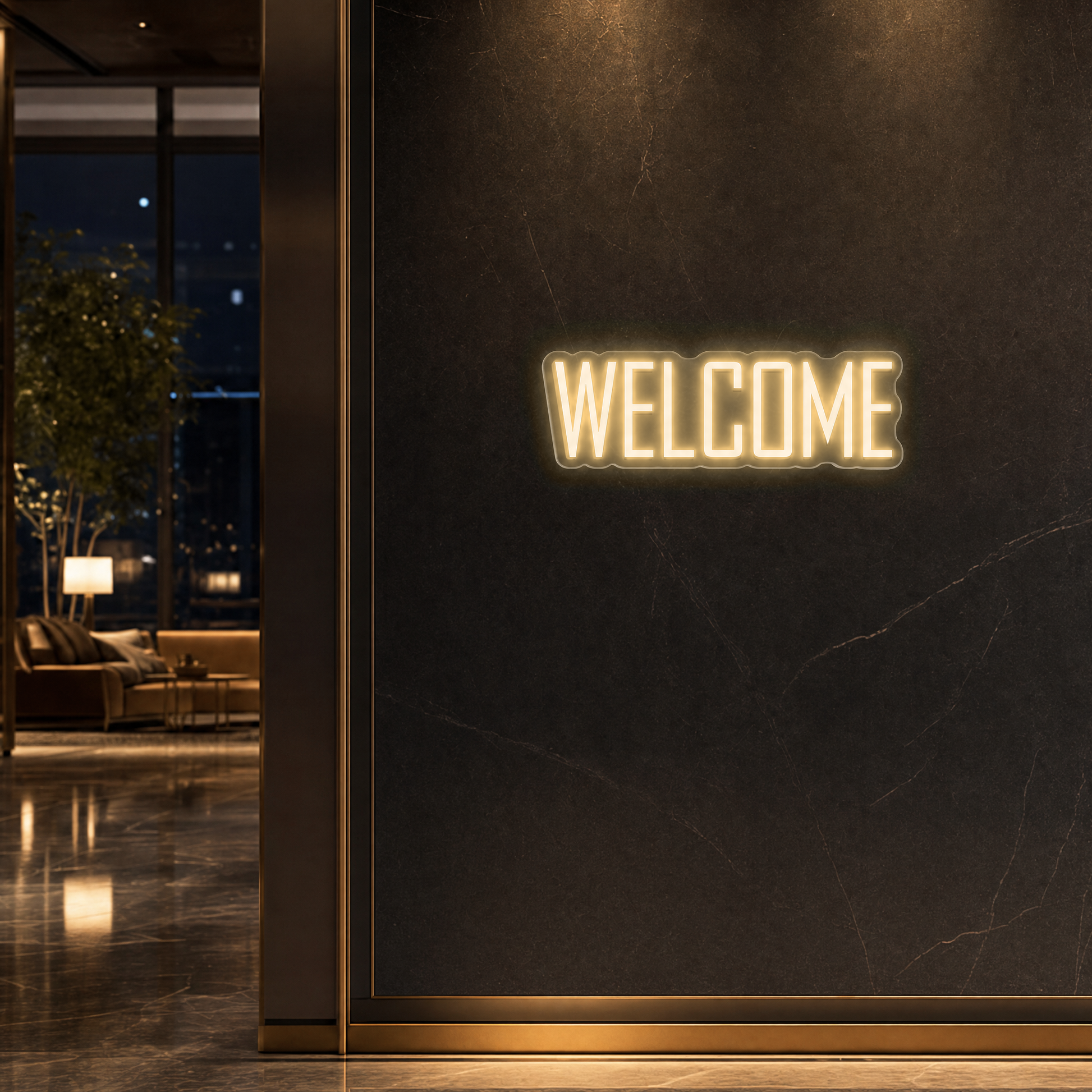 Neon Schild WELCOME – PowerLED Leuchtreklame mit Dimmer & Fernbedienung