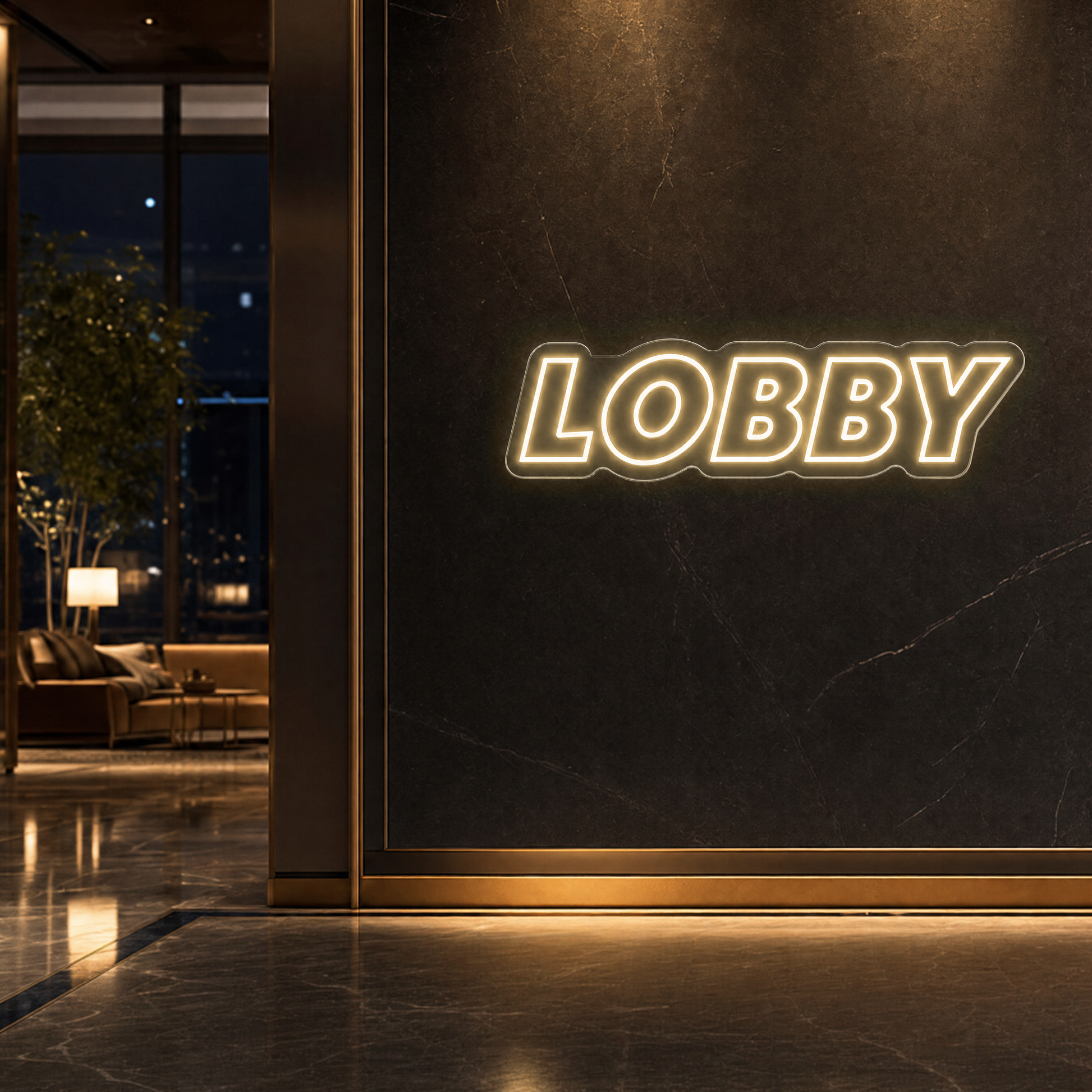 Neon Schild LOBBY – PowerLED Leuchtreklame mit Dimmer & Fernbedienung