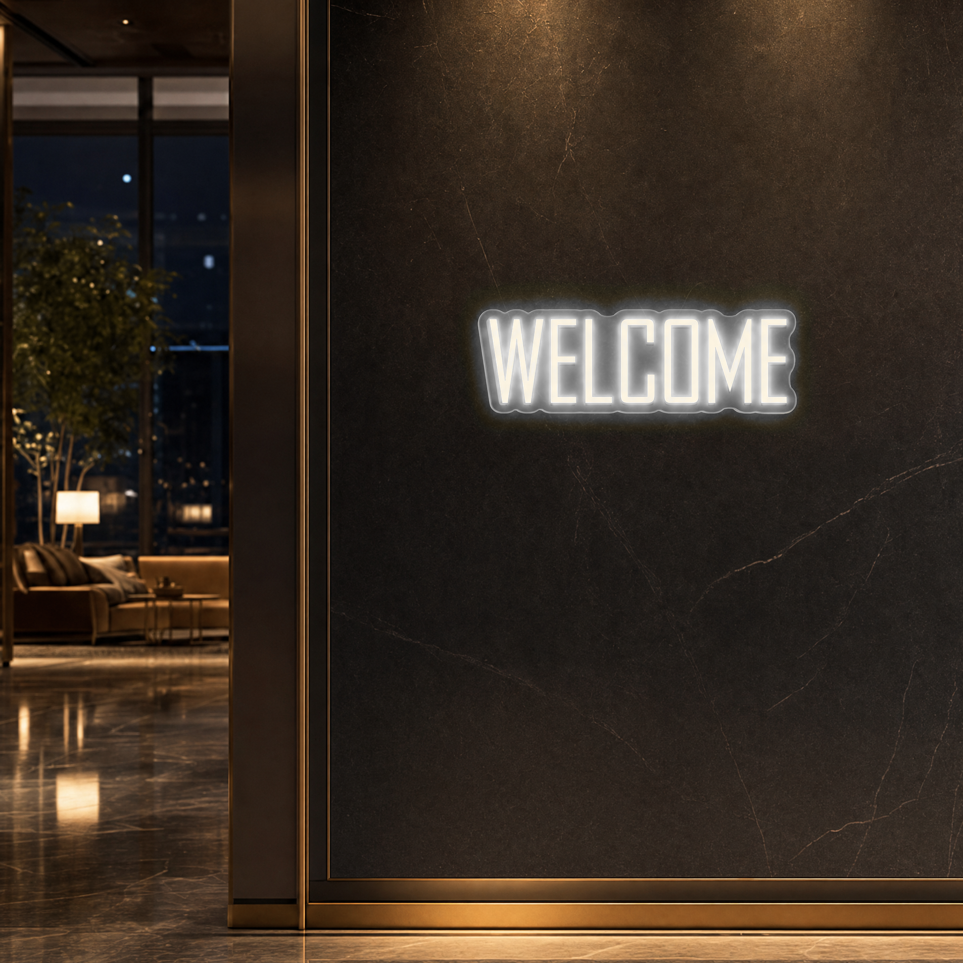 Neon Schild WELCOME – PowerLED Leuchtreklame mit Dimmer & Fernbedienung