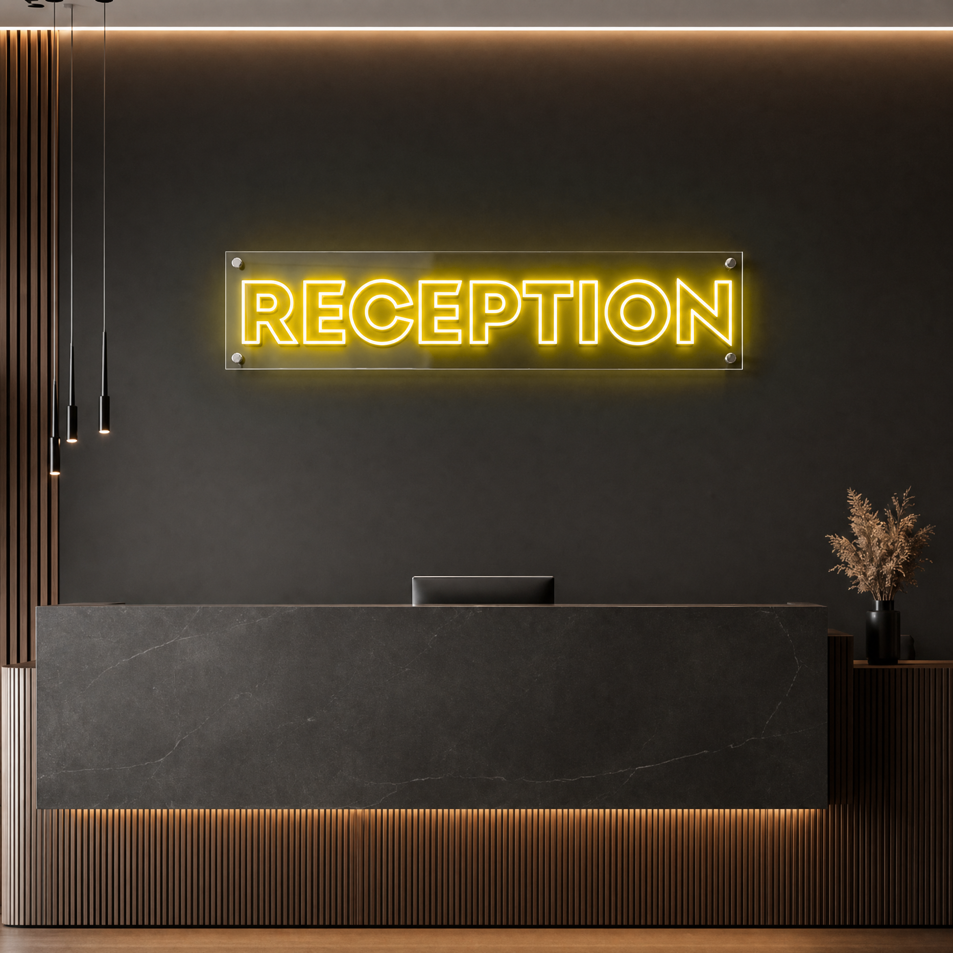 Neon Schild RECEPTION – PowerLED Leuchtreklame mit Dimmer & Fernbedienung